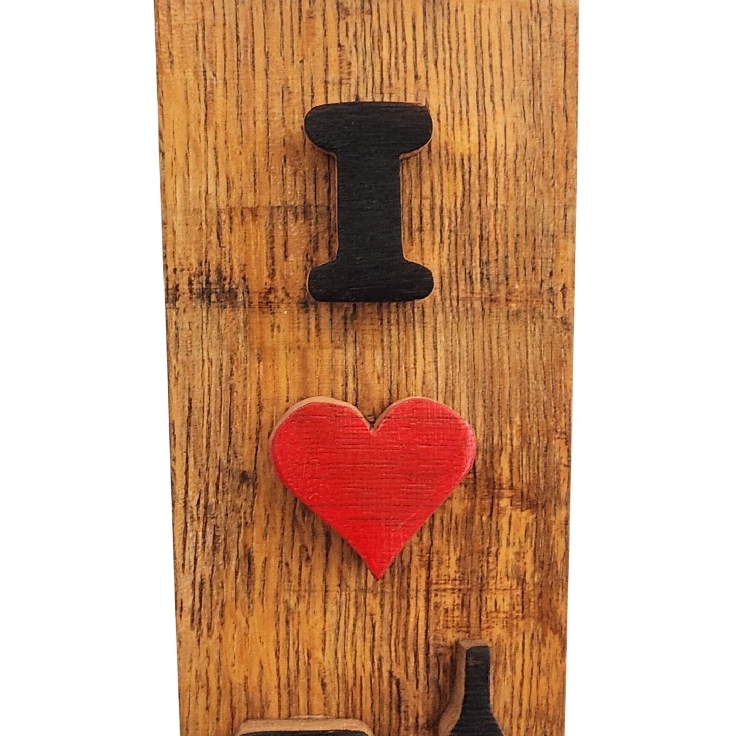 Wood Sign Wine Barrel I Heart Wine Bottle Glasses Wine Stave Toasted Painted
