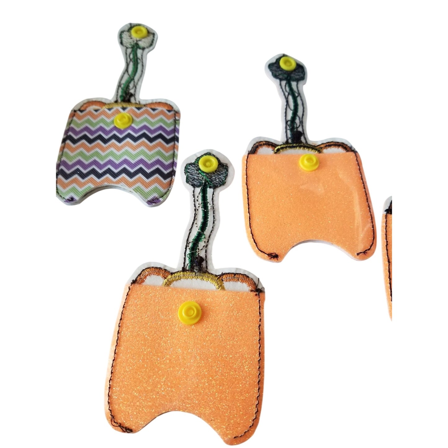 Bath & Body Works 1 oz Hand Sanitizer Set of 4 Pumpkins Embroidered Faux Leather Holder