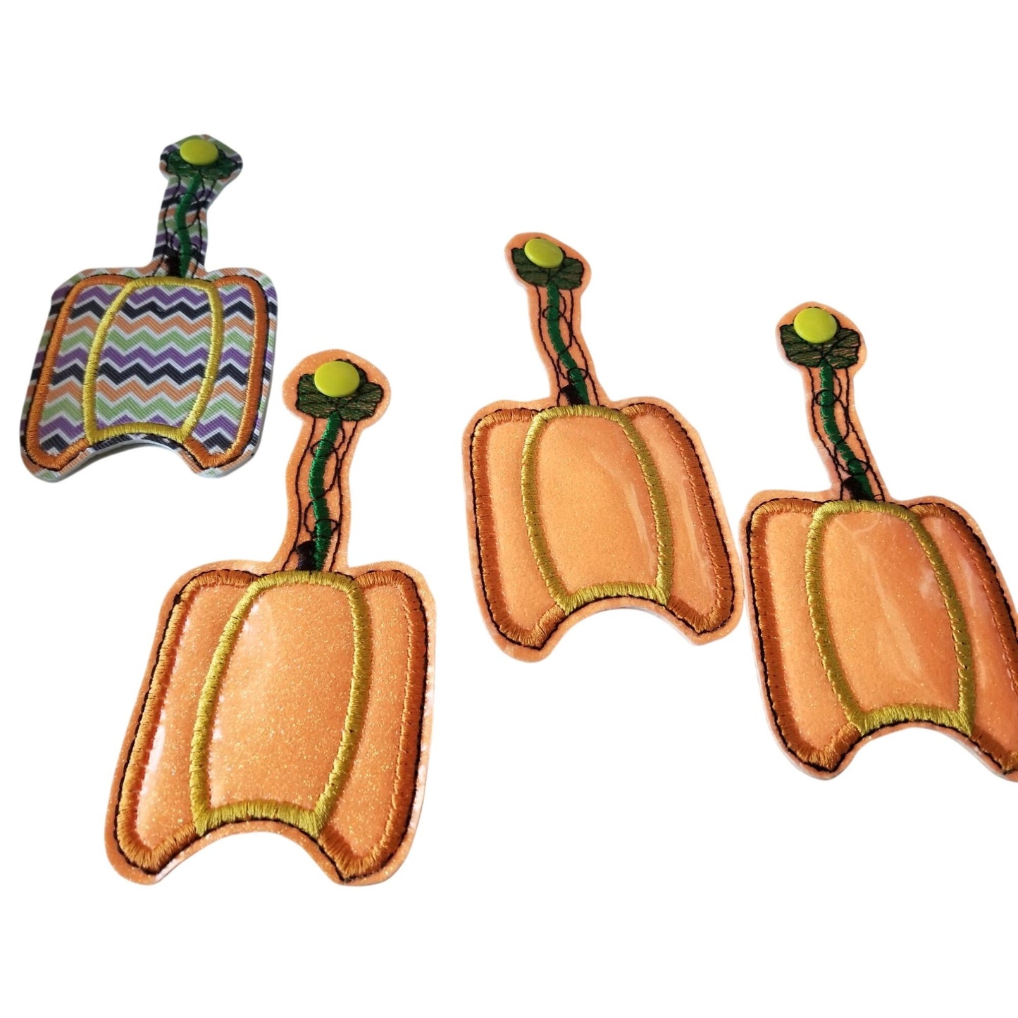 Bath & Body Works 1 oz Hand Sanitizer Set of 4 Pumpkins Embroidered Faux Leather Holder