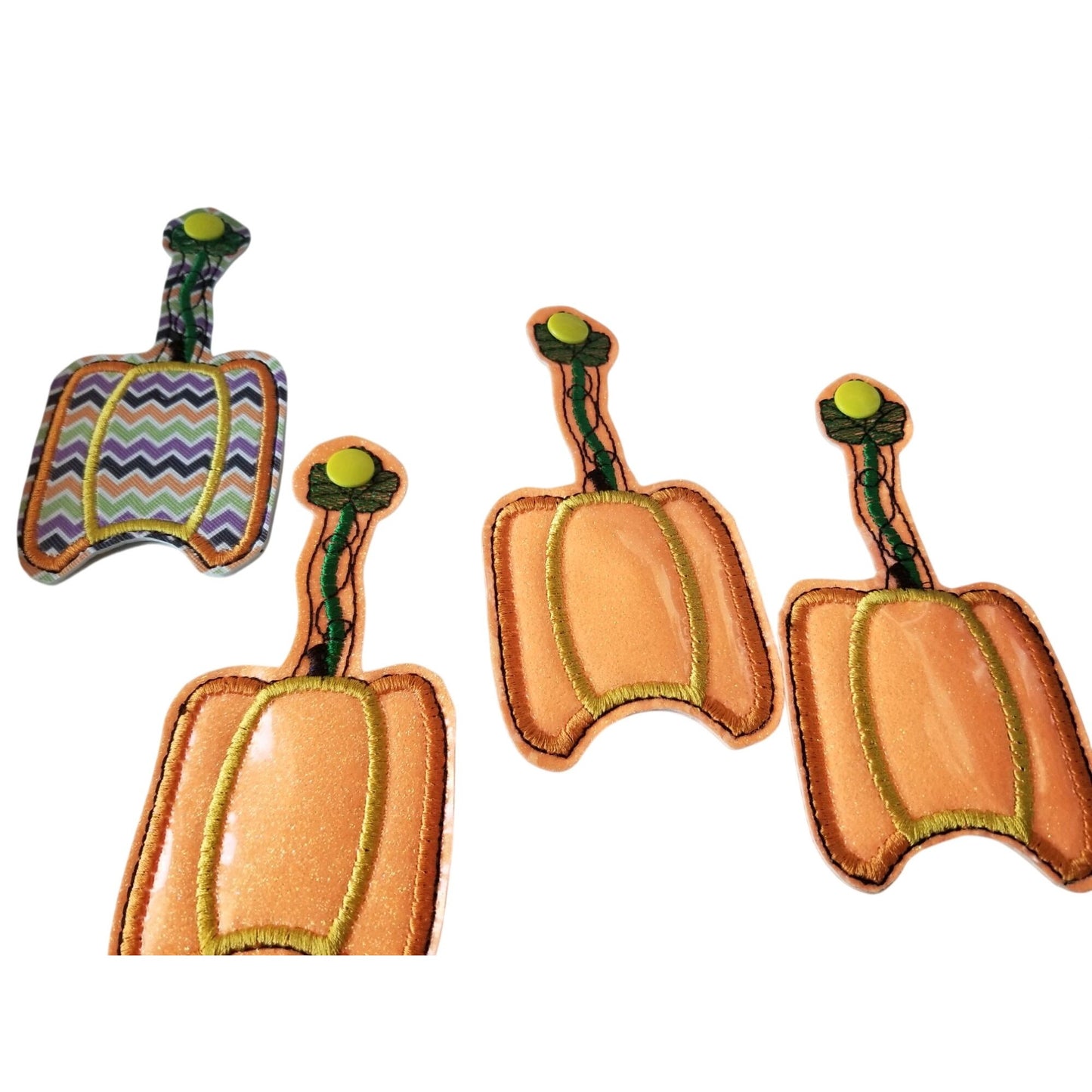 Bath & Body Works 1 oz Hand Sanitizer Set of 4 Pumpkins Embroidered Faux Leather Holder