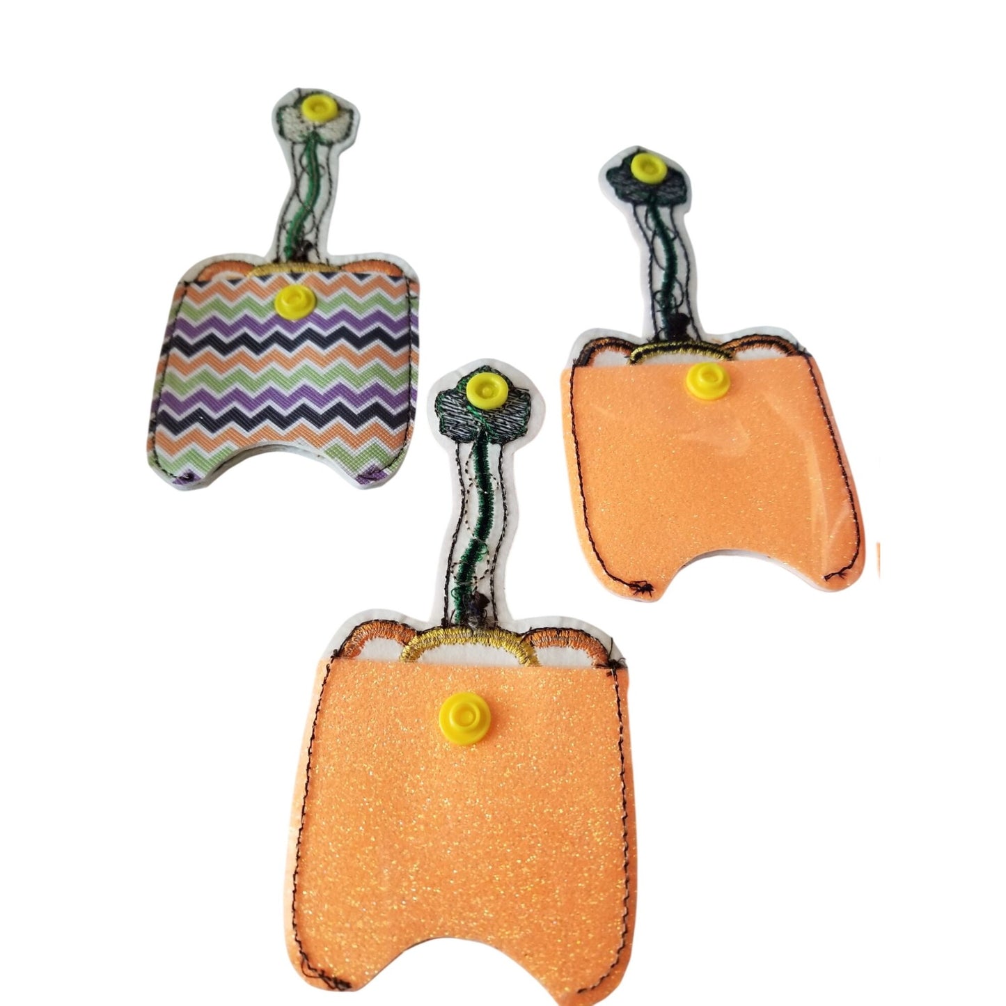 Bath & Body Works 1 oz Hand Sanitizer Set of 4 Pumpkins Embroidered Faux Leather Holder