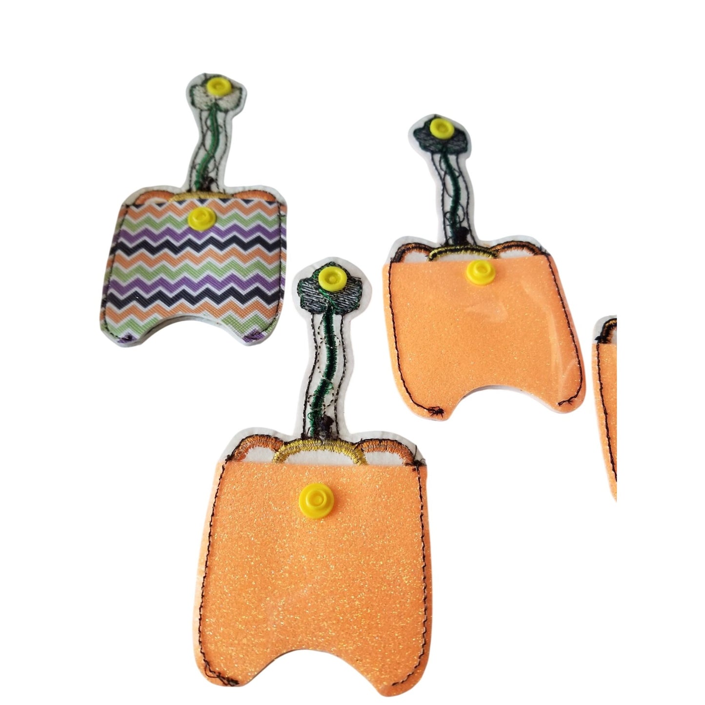 Bath & Body Works 1 oz Hand Sanitizer Set of 4 Pumpkins Embroidered Faux Leather Holder