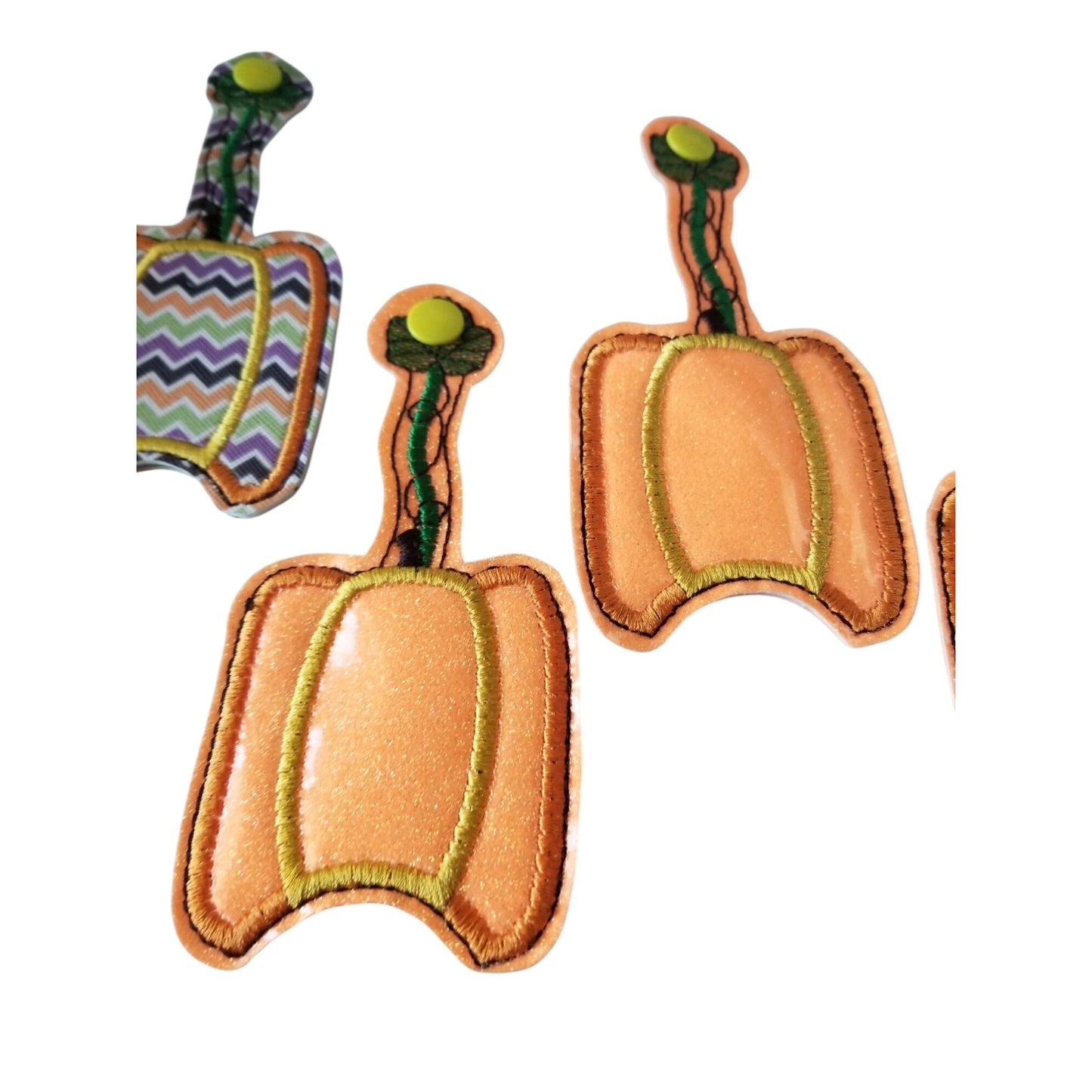 Bath & Body Works 1 oz Hand Sanitizer Set of 4 Pumpkins Embroidered Faux Leather Holder