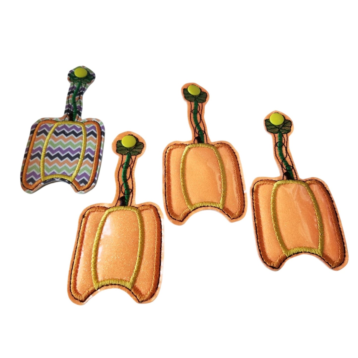 Bath & Body Works 1 oz Hand Sanitizer Set of 4 Pumpkins Embroidered Faux Leather Holder