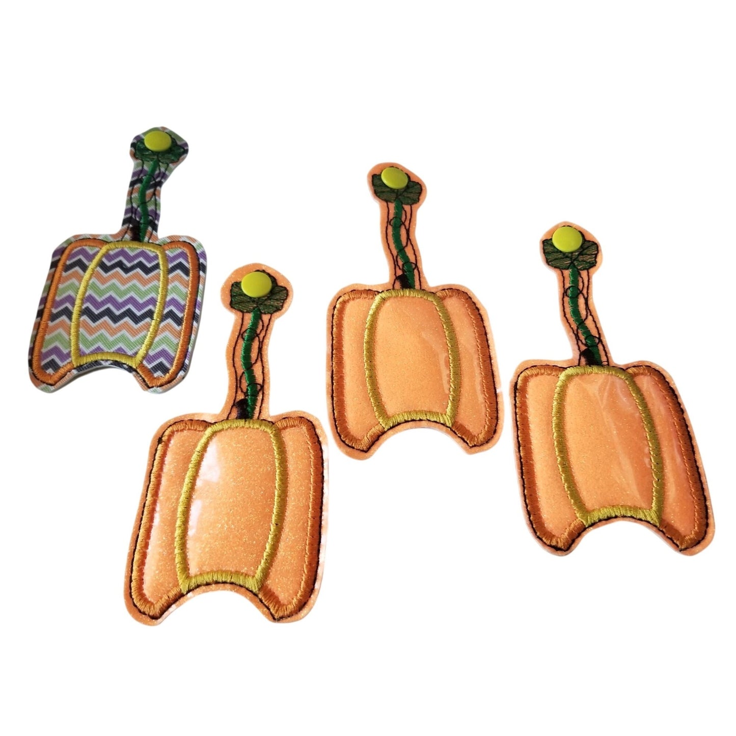 Bath & Body Works 1 oz Hand Sanitizer Set of 4 Pumpkins Embroidered Faux Leather Holder