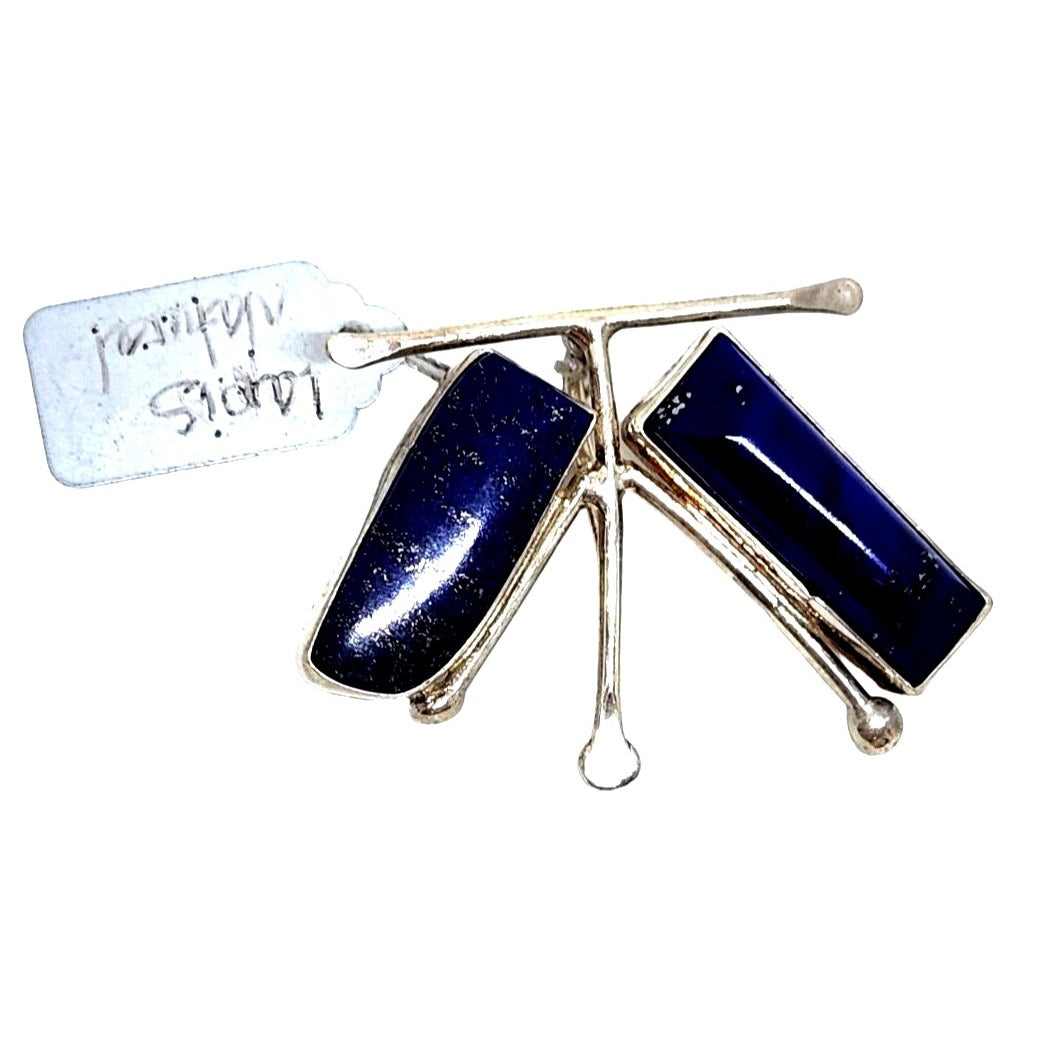 Pendant Purple Lapis Lazuli 925 gr  11.7 Gr  2 side stones 25mm x 10mm Loop 20mm Jerry Fran Harr