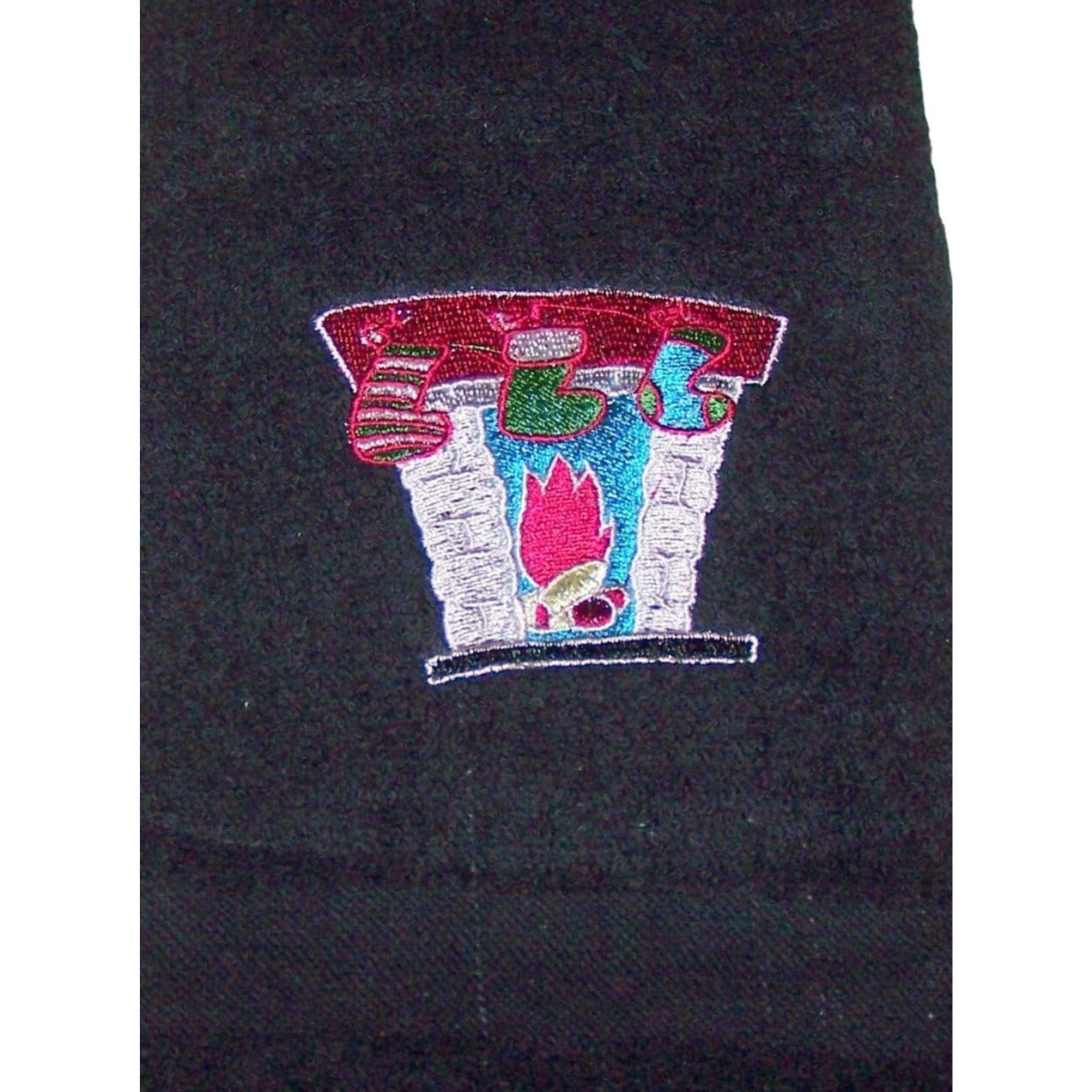 Kitchen Towel Embroidered 100%  Set 3 Cotton Black 1 Green Holiday Stockings Chimmy 15 x 21