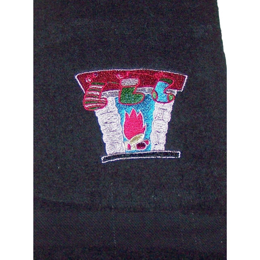 Kitchen Towel Embroidered 100%  Set 3 Cotton Black 1 Green Holiday Stockings Chimmy 15 x 21
