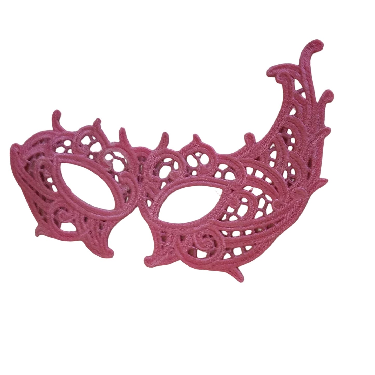 Embroidered Mardi Gras Mask 8 x 5 Pink  Decorate Add a stick Ribbons Jewels glitter Rinse in Water to make softer before you decorate