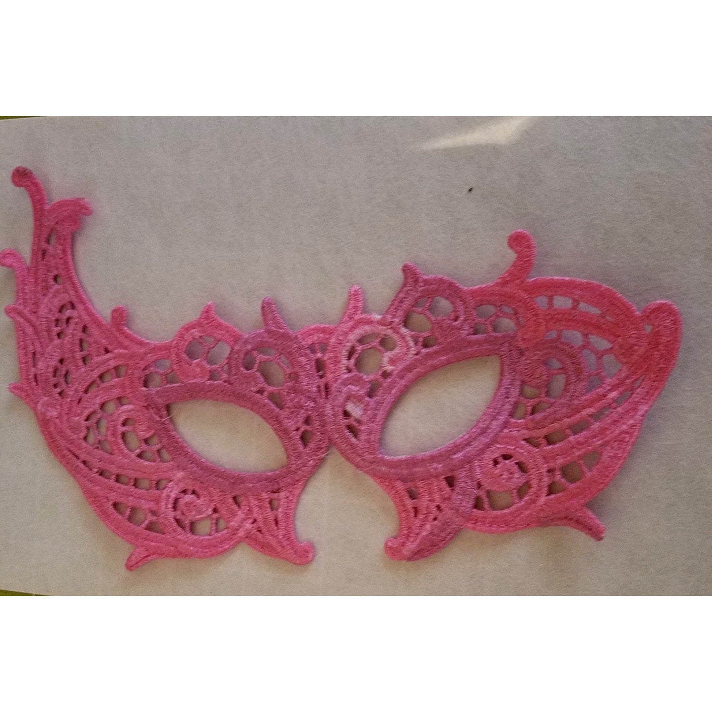 Embroidered Mardi Gras Mask 8 x 5 Pink  Decorate Add a stick Ribbons Jewels glitter Rinse in Water to make softer before you decorate