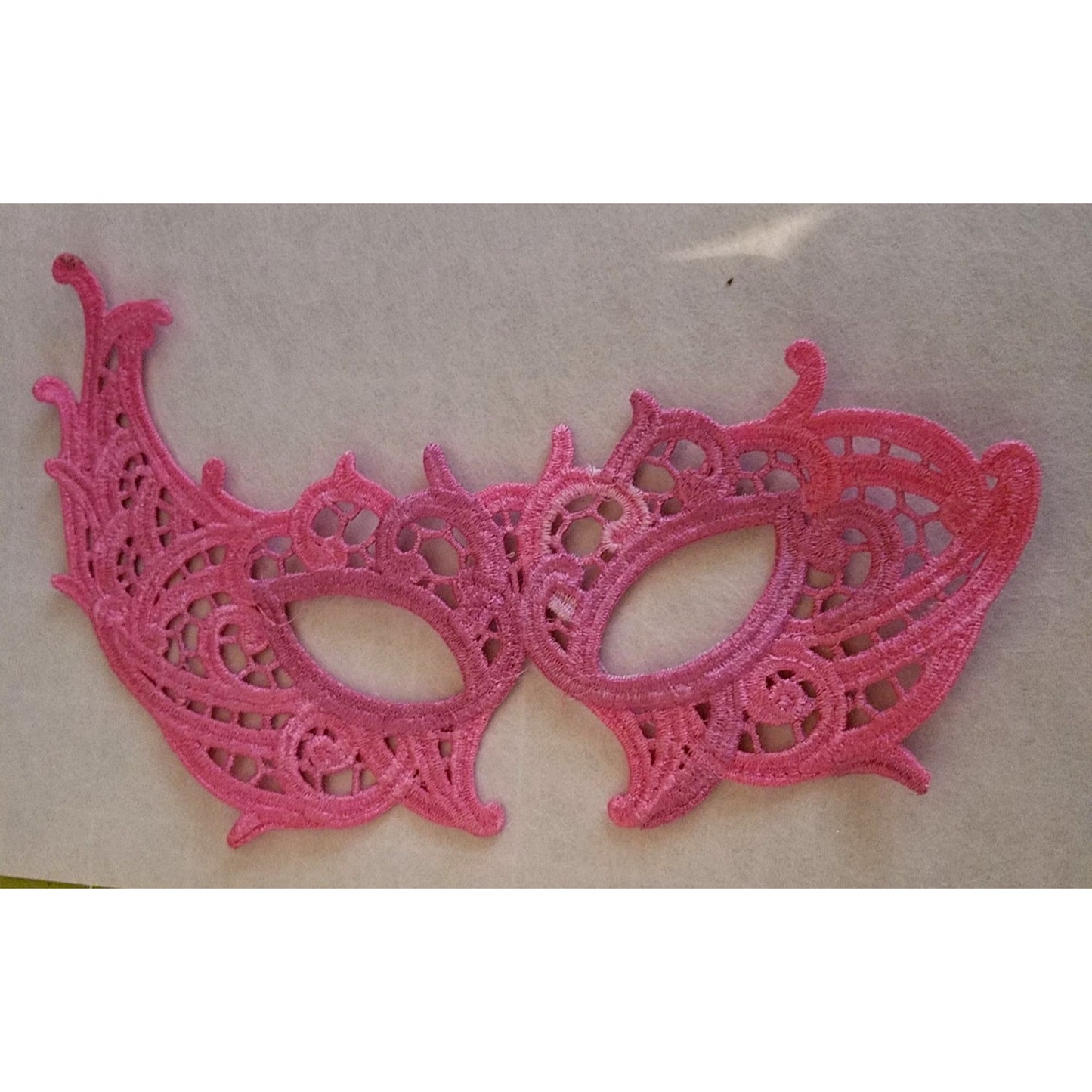 Embroidered Mardi Gras Mask 8 x 5 Pink  Decorate Add a stick Ribbons Jewels glitter Rinse in Water to make softer before you decorate