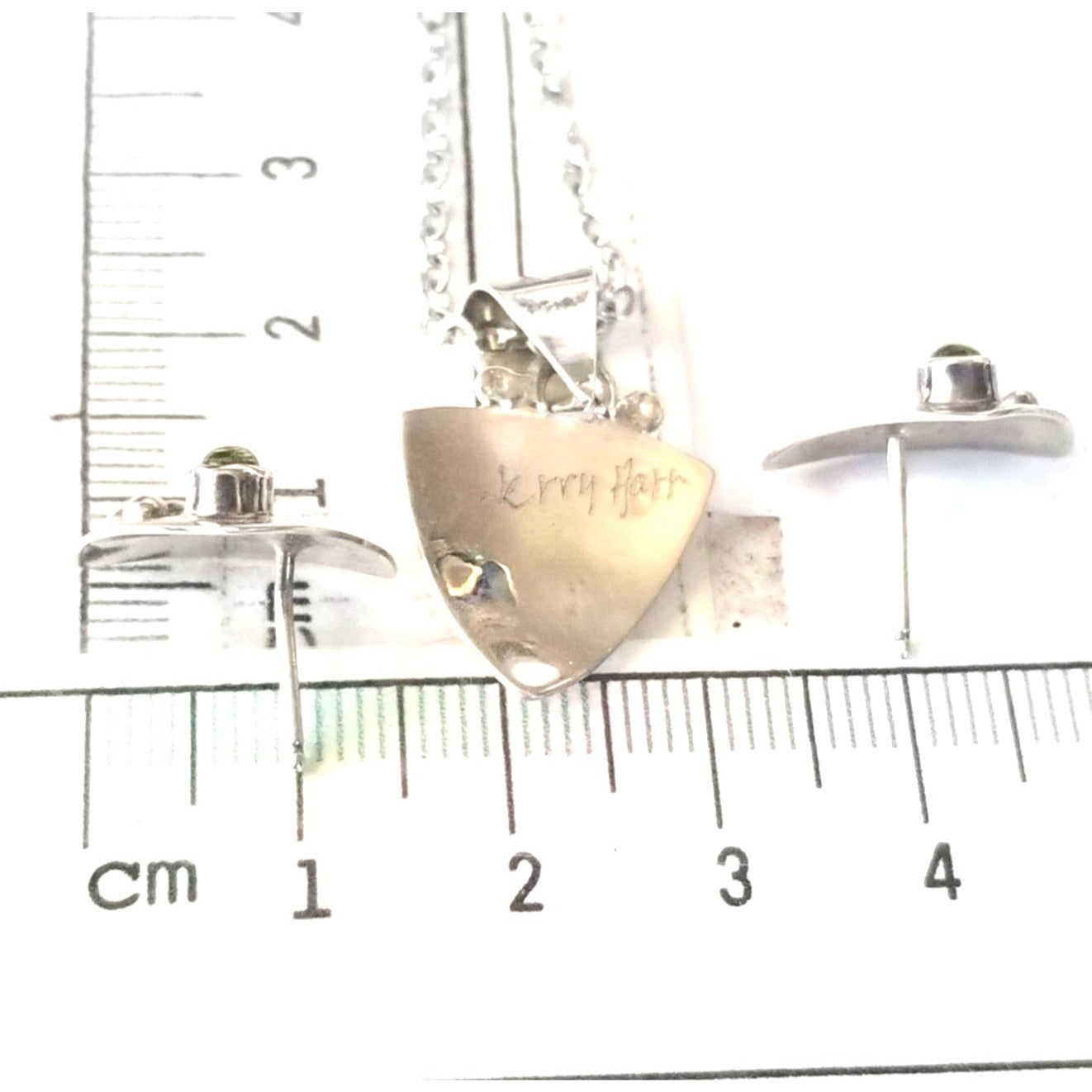 3 Pcs Topaz Earrings Necklace Silver  7.8 gr 37 ct  1.5 x 2 cm 2.5 cm  x 3 cm  16" chain
