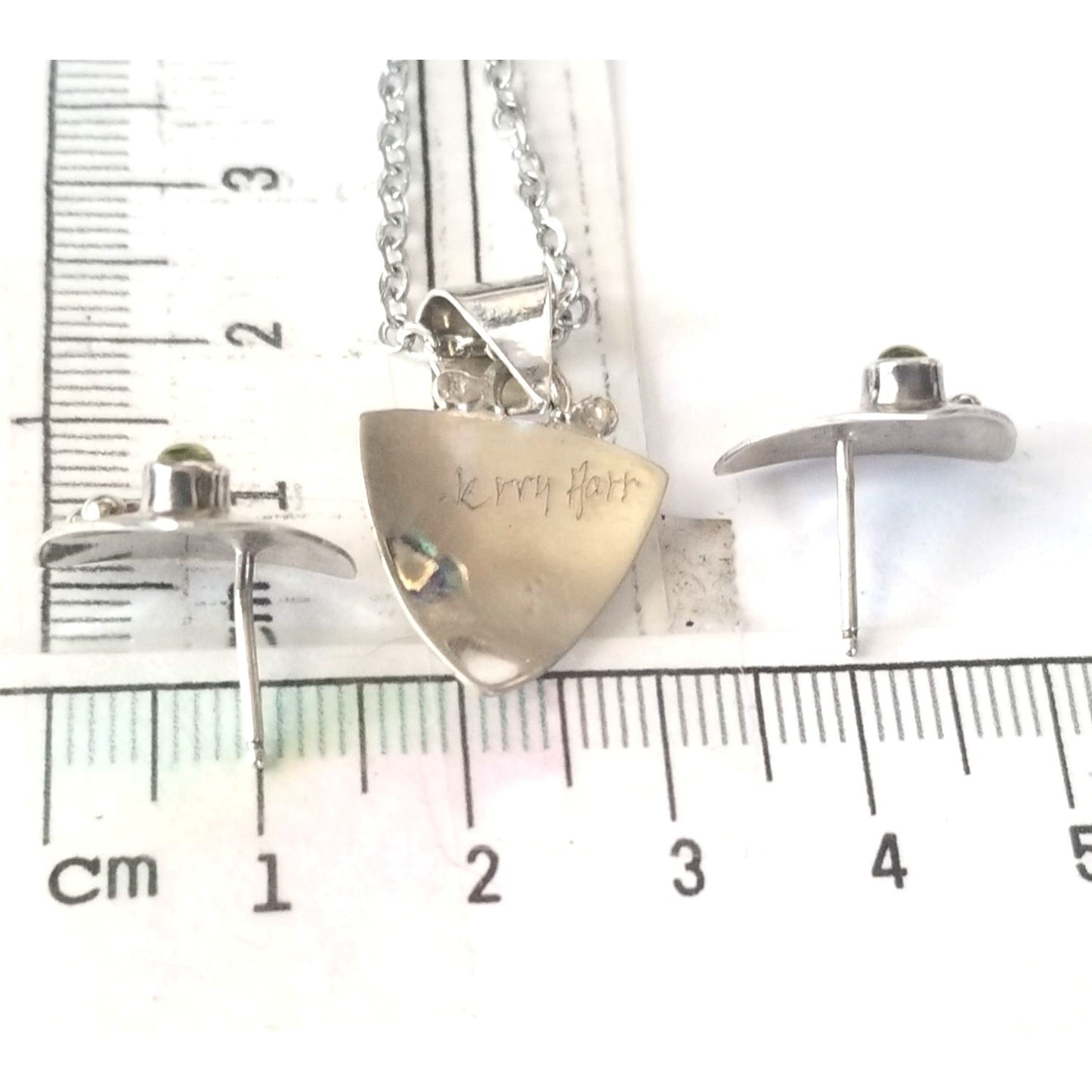 3 Pcs Topaz Earrings Necklace Silver  7.8 gr 37 ct  1.5 x 2 cm 2.5 cm  x 3 cm  16" chain