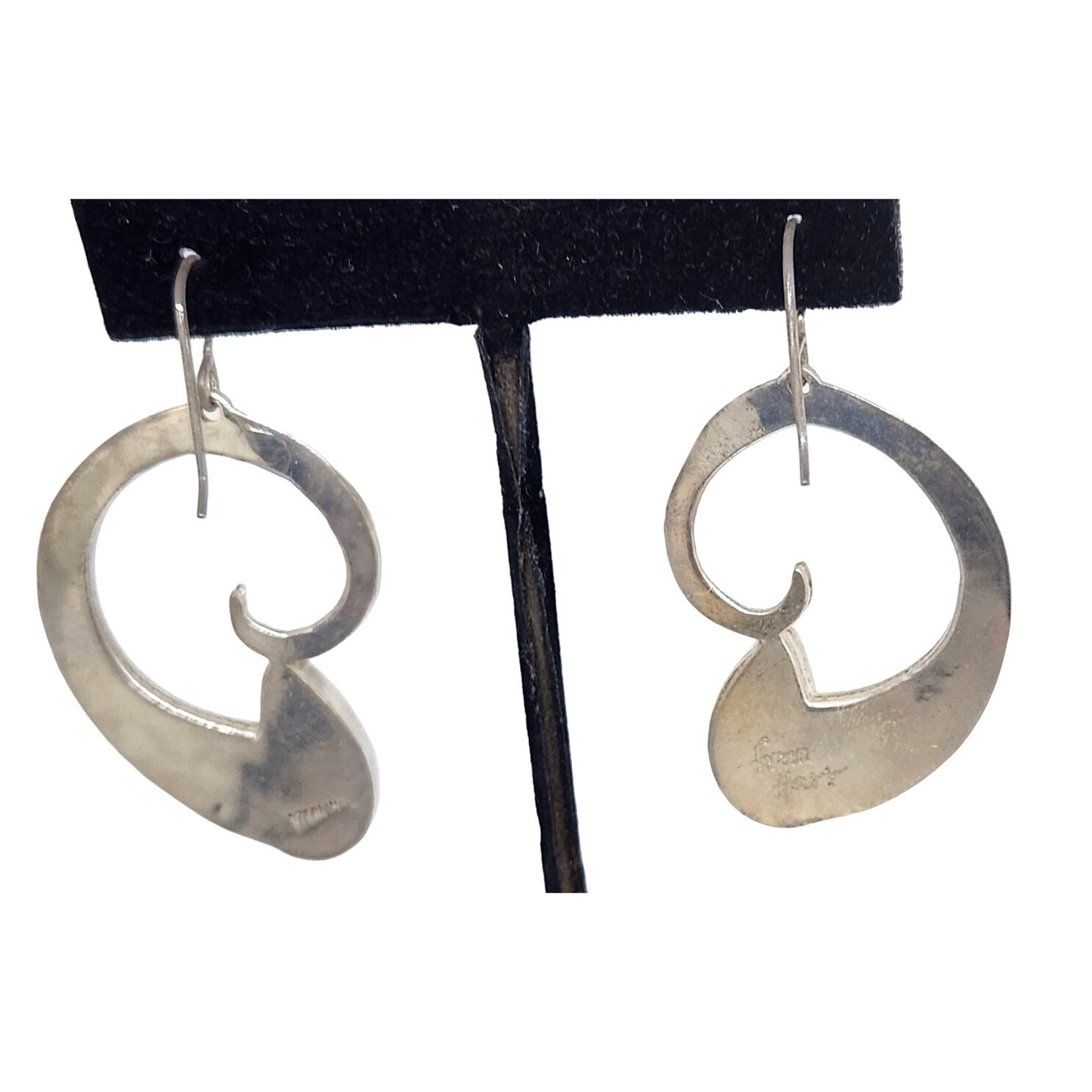 Earrings Variscite Spiral  Silver Hooks 15.3 Gr Tear Drop Green Frame 45mm x 35mm