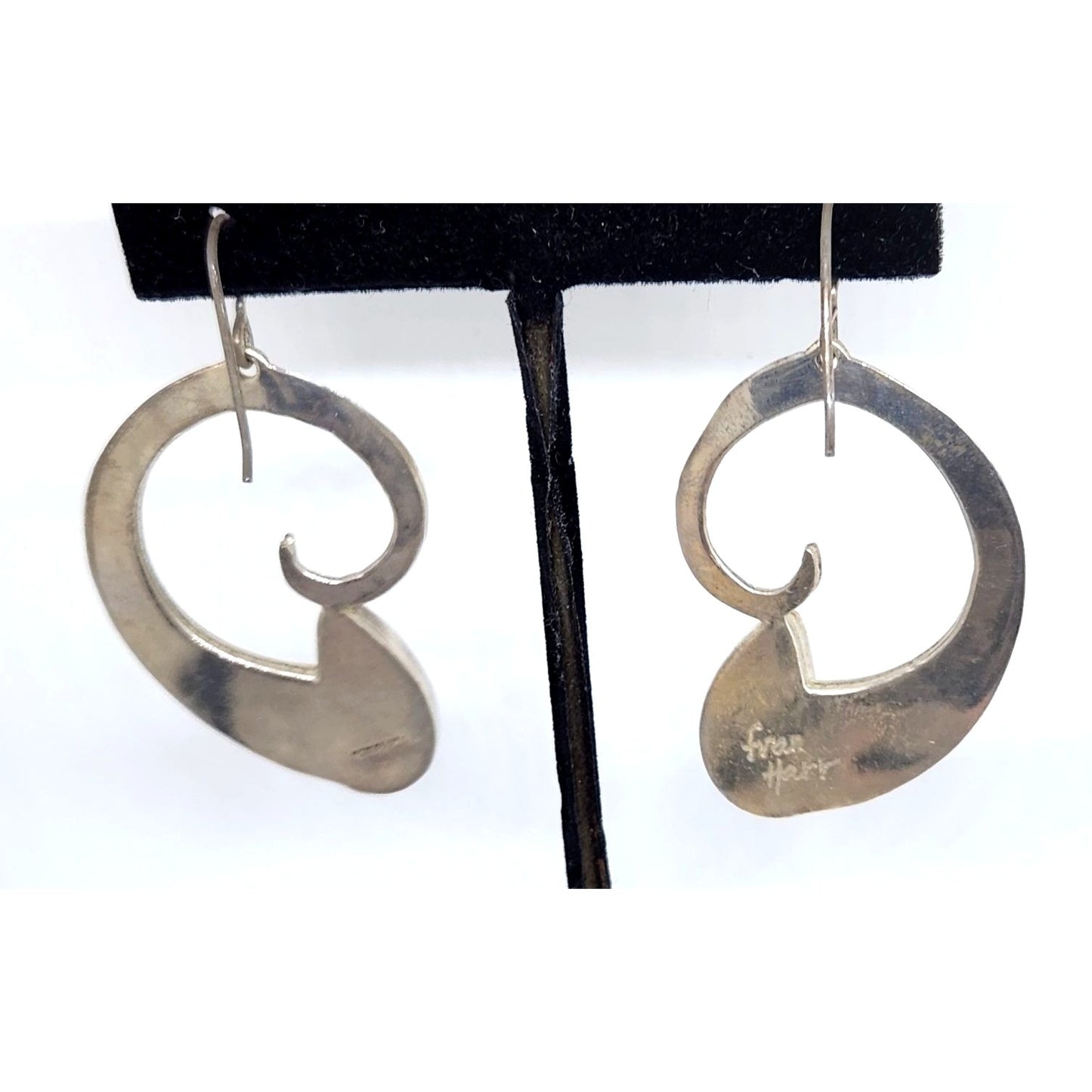 Earrings Variscite Spiral  Silver Hooks 15.3 Gr Tear Drop Green Frame 45mm x 35mm