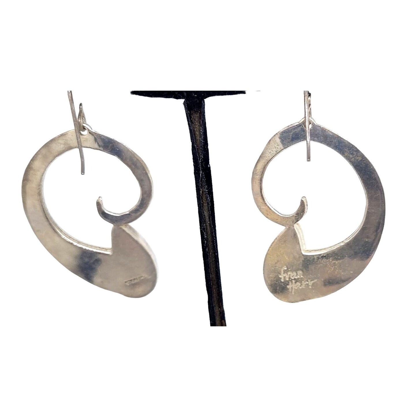 Earrings Variscite Spiral  Silver Hooks 15.3 Gr Tear Drop Green Frame 45mm x 35mm