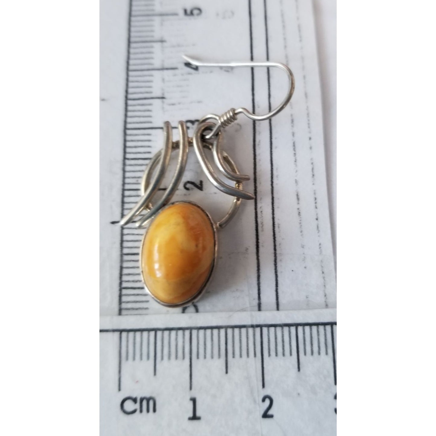 Earrings Butterscotch Amber 7.2 Gr Silver 925  7.2 gr  3 cm x 2 cm Stone 1 cm x 1.6 cm