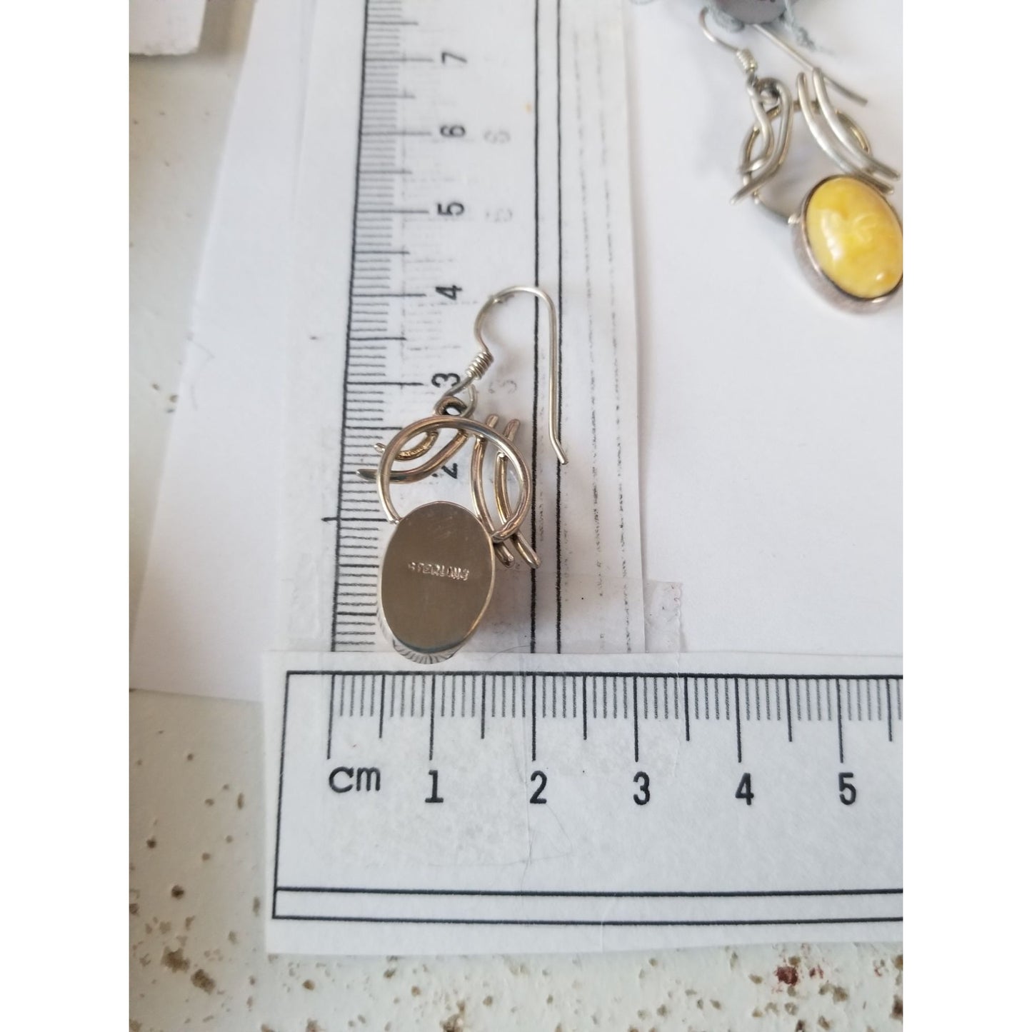 Earrings Butterscotch Amber 7.2 Gr Silver 925  7.2 gr  3 cm x 2 cm Stone 1 cm x 1.6 cm