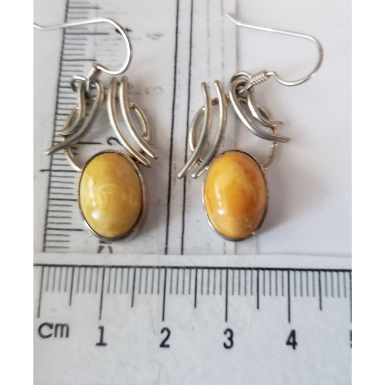 Earrings Butterscotch Amber 7.2 Gr Silver 925  7.2 gr  3 cm x 2 cm Stone 1 cm x 1.6 cm