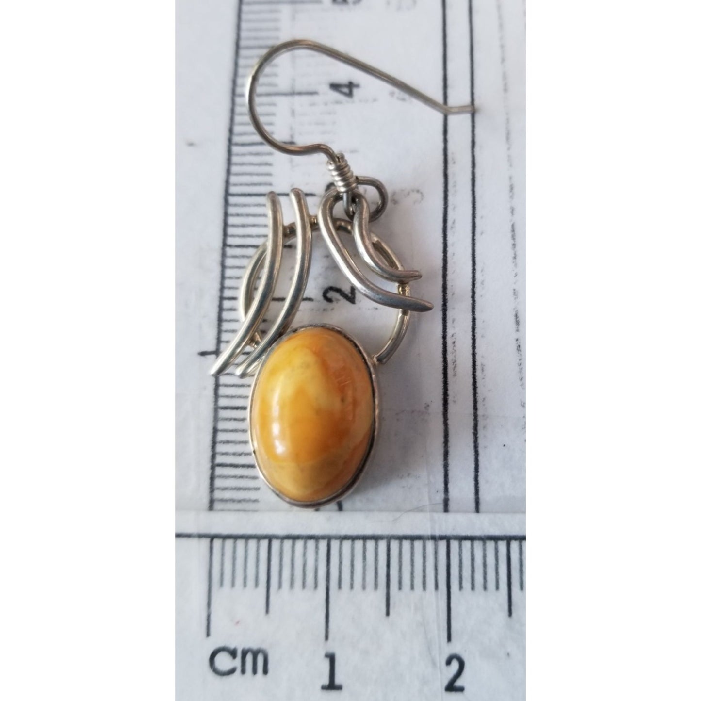 Earrings Butterscotch Amber 7.2 Gr Silver 925  7.2 gr  3 cm x 2 cm Stone 1 cm x 1.6 cm