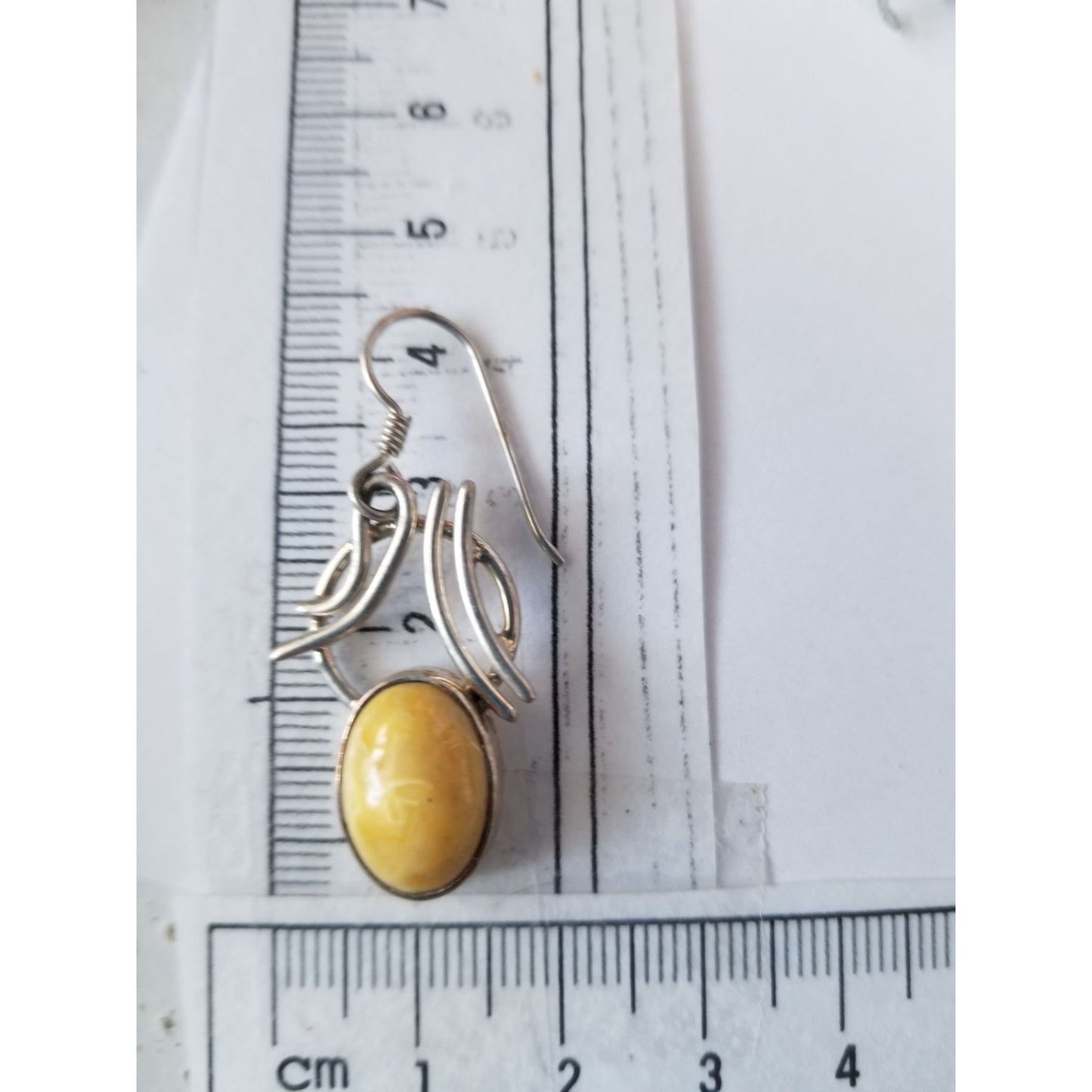 Earrings Butterscotch Amber 7.2 Gr Silver 925  7.2 gr  3 cm x 2 cm Stone 1 cm x 1.6 cm