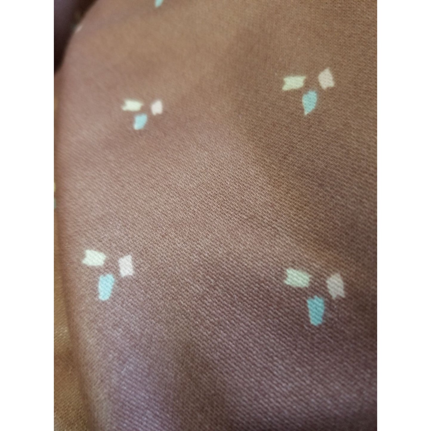 Material Brown Cotton Blend Brown with small Blue White Pink Dots 4 1/2 '  x 56"