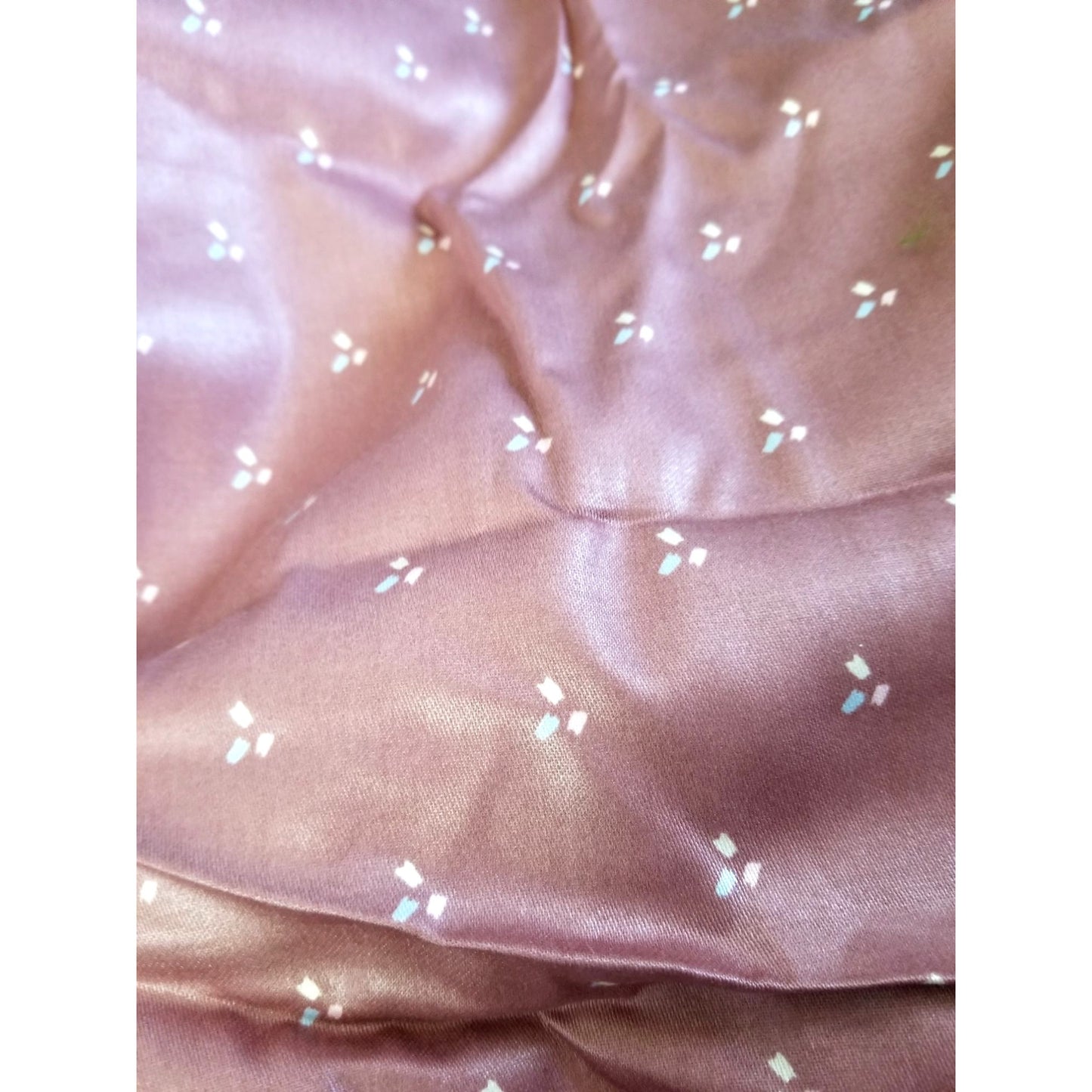 Material Brown Cotton Blend Brown with small Blue White Pink Dots 4 1/2 '  x 56"