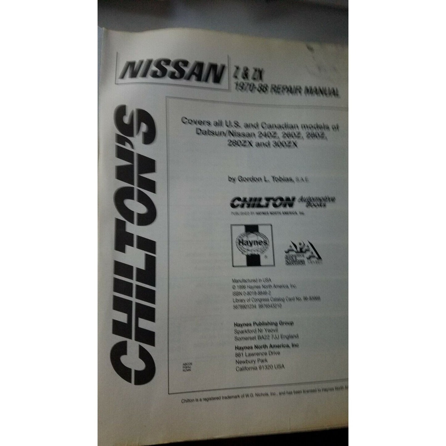 Book 1970 - 88  Chilton's Nissan Z ZX   Repair Manual # 52800 Automobile Wiring