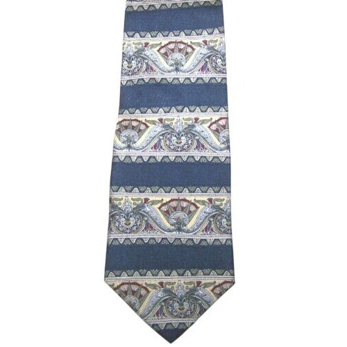 Tie Blue Red Silver Silk Neck Tie Claybrooke Brand  57  1/2 " Long  3 1/2" Wide