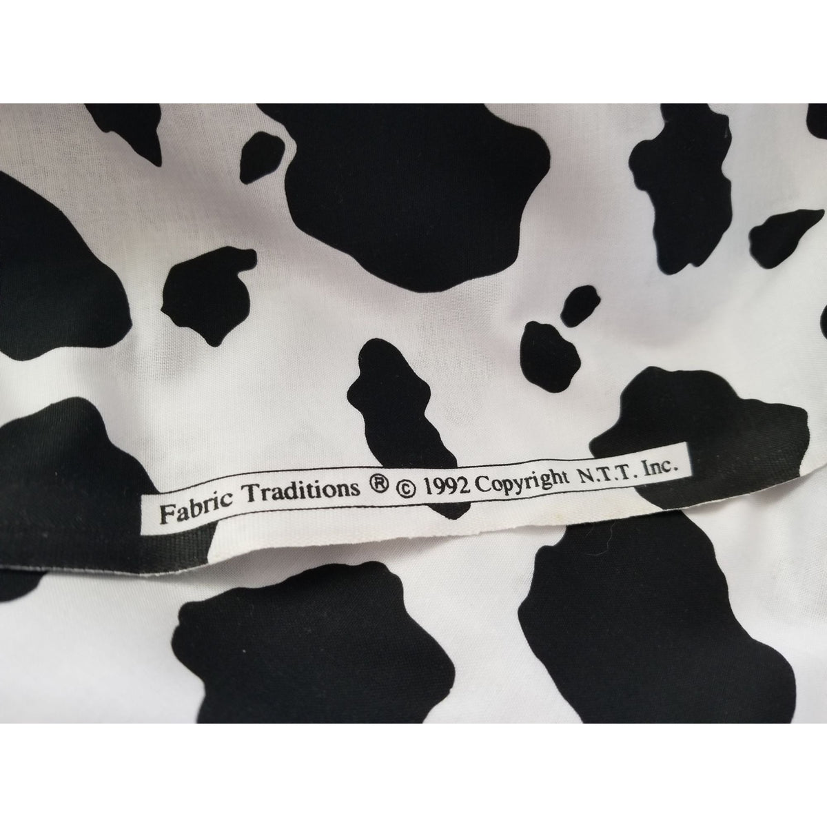 Material White Black Cow Spots Cotton Fabric Solid 1992  NTT  Fabric  44" x  72" Cotton