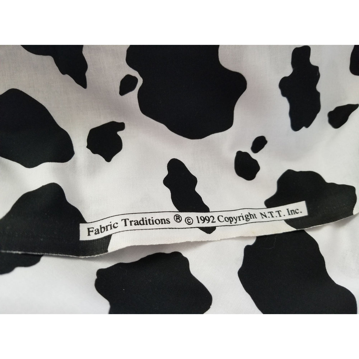 Material White Black Cow Spots Cotton Fabric Solid 1992  NTT  Fabric  44" x  72" Cotton