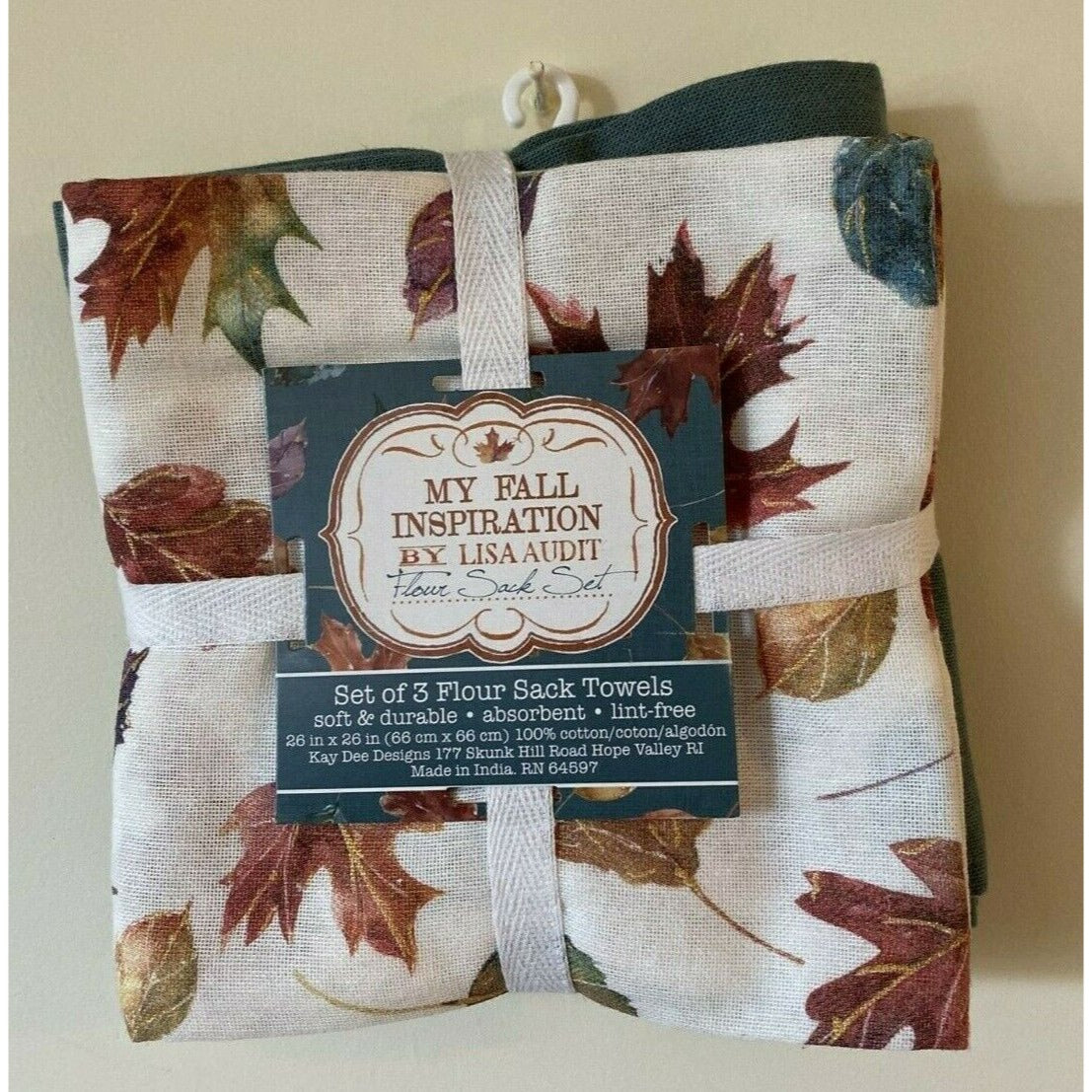 Kitchen Towel Kay Dee Designs Fall Inspirations Set of 3 Cotton Flour Sack Dish Size 26" x 26"