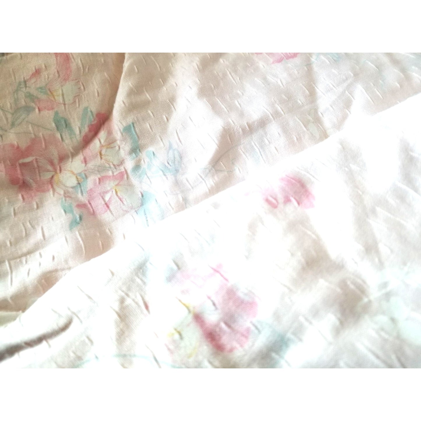 Material  Soft Pink Green Blue Pint Flowers Almost see thru 46: x 86