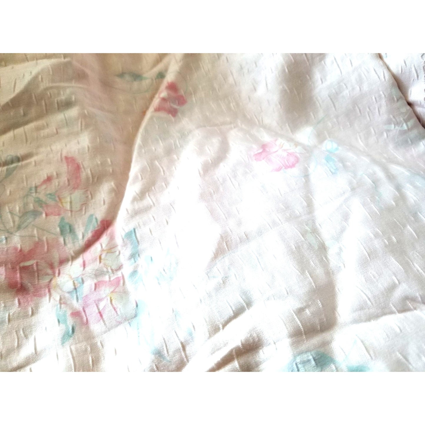 Material  Soft Pink Green Blue Pint Flowers Almost see thru 46: x 86