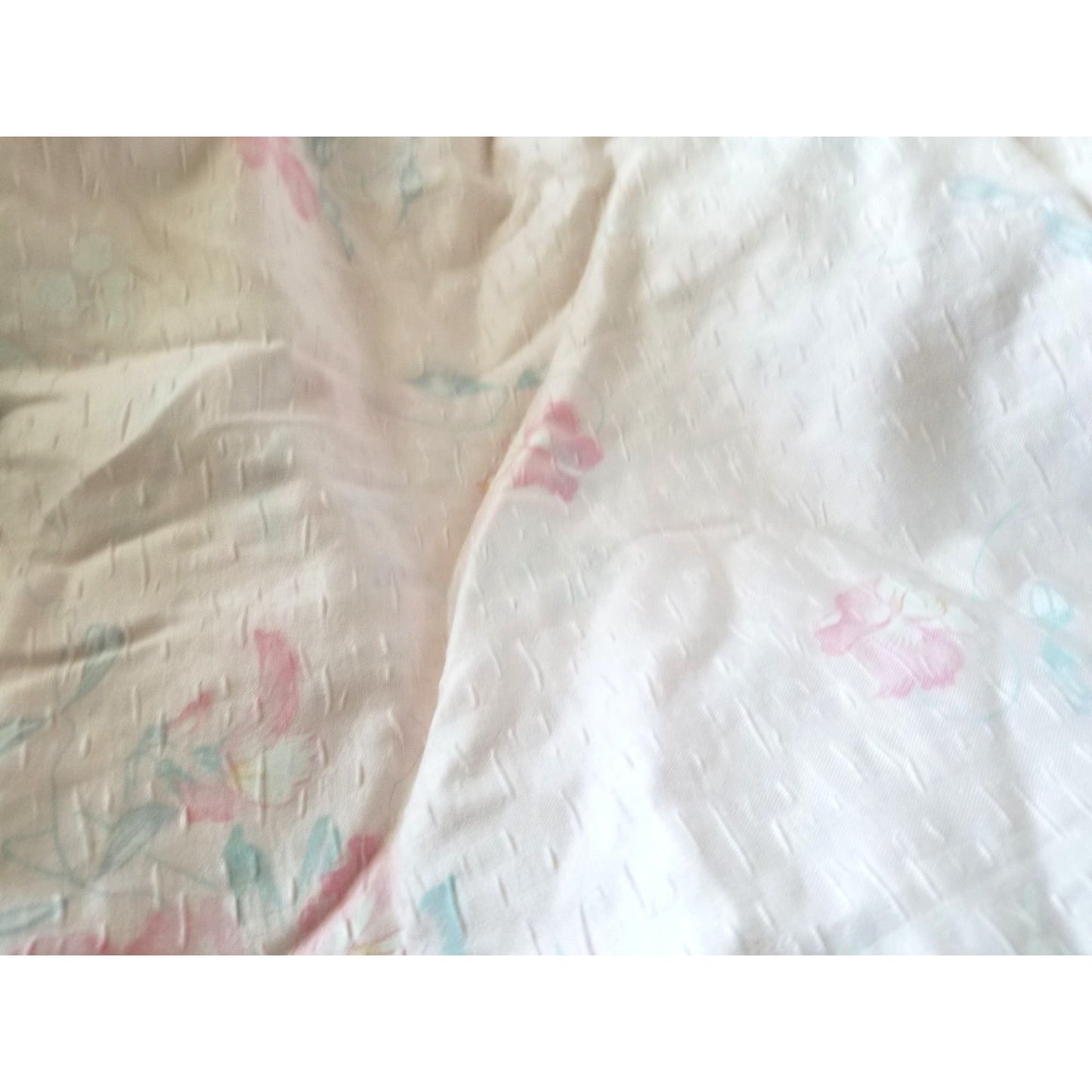 Material  Soft Pink Green Blue Pint Flowers Almost see thru 46: x 86