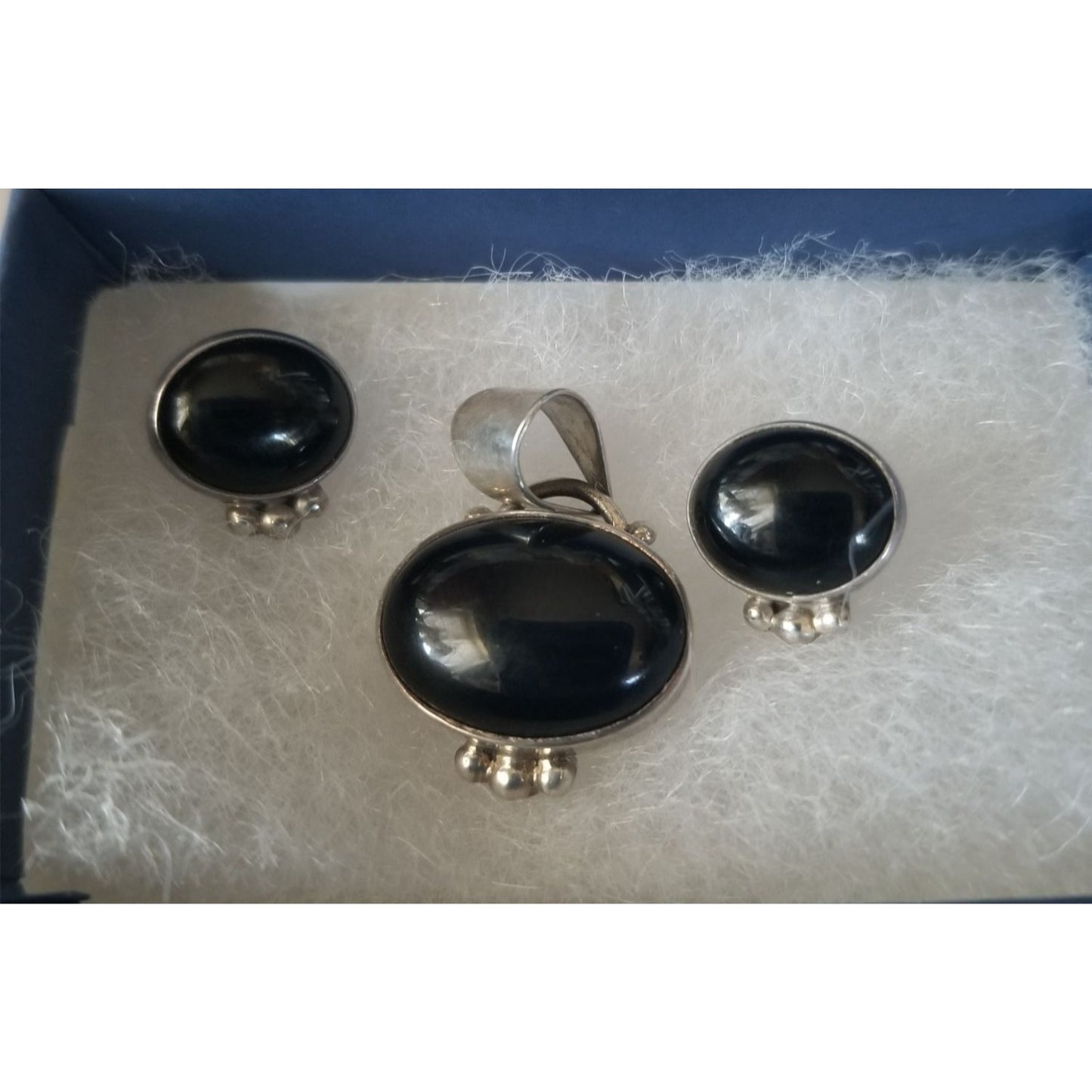 Pendant Earrings Set Triangle  Onyx Earrings 1 cm x 1 cm Pendant 3 cm x 2 cm
