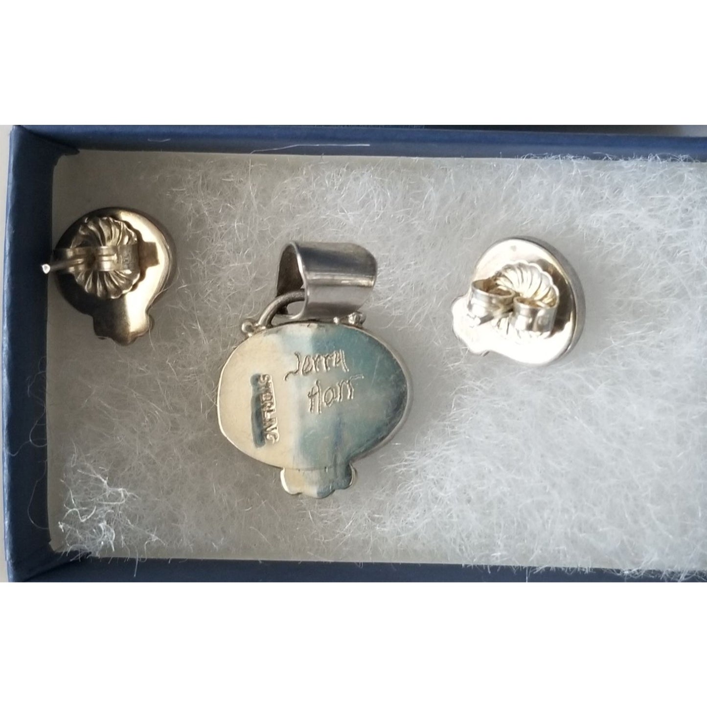 Pendant Earrings Set Triangle  Onyx Earrings 1 cm x 1 cm Pendant 3 cm x 2 cm