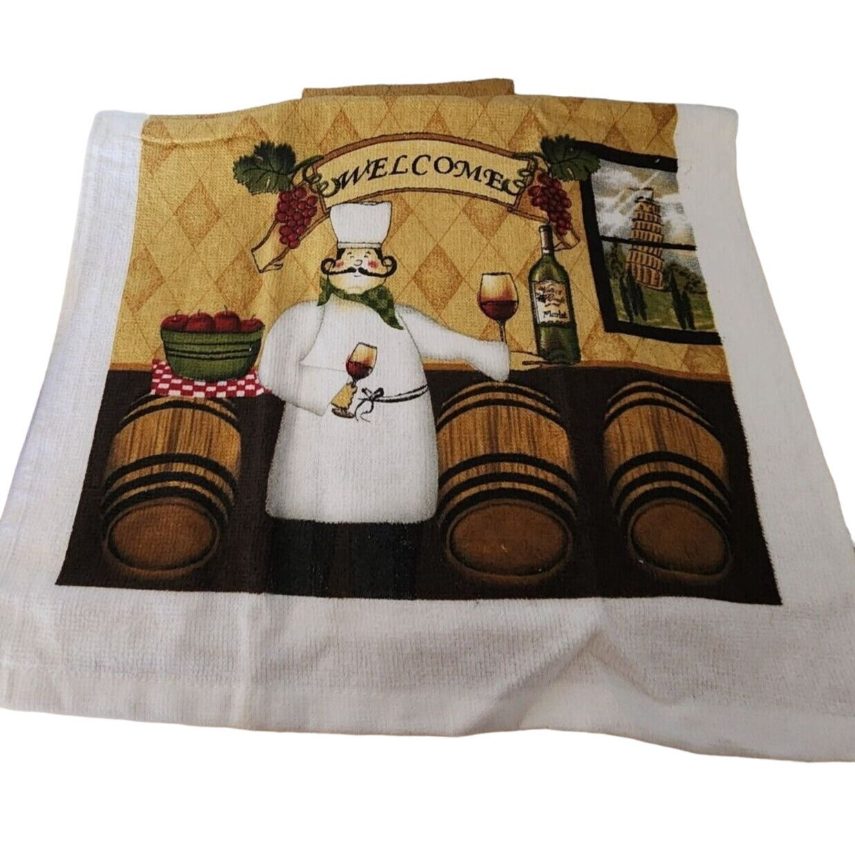Kitchen Towel 5 Piece Set Welcome Chef   2 Towels  2 Pot Holders, 1 Oven Mitt 100% Cotton