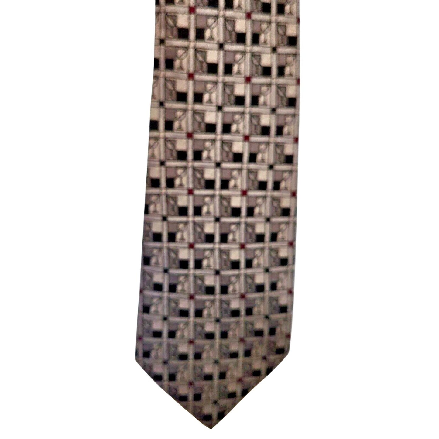 Tie Silk Brand Dino Carlotti Silver Stacked Wine Glasses 56" x 4"  100% Silk