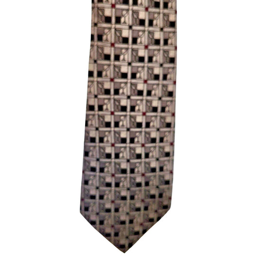 Tie Silk Brand Dino Carlotti Silver Stacked Wine Glasses 56" x 4"  100% Silk