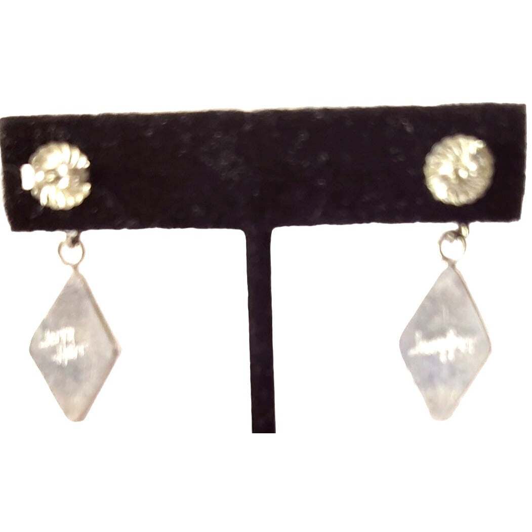 Earrings Peanut Wood & Jasper 925 Silver Post  9 Gr 40mm x 15mm Jerry Harr 2 Stones