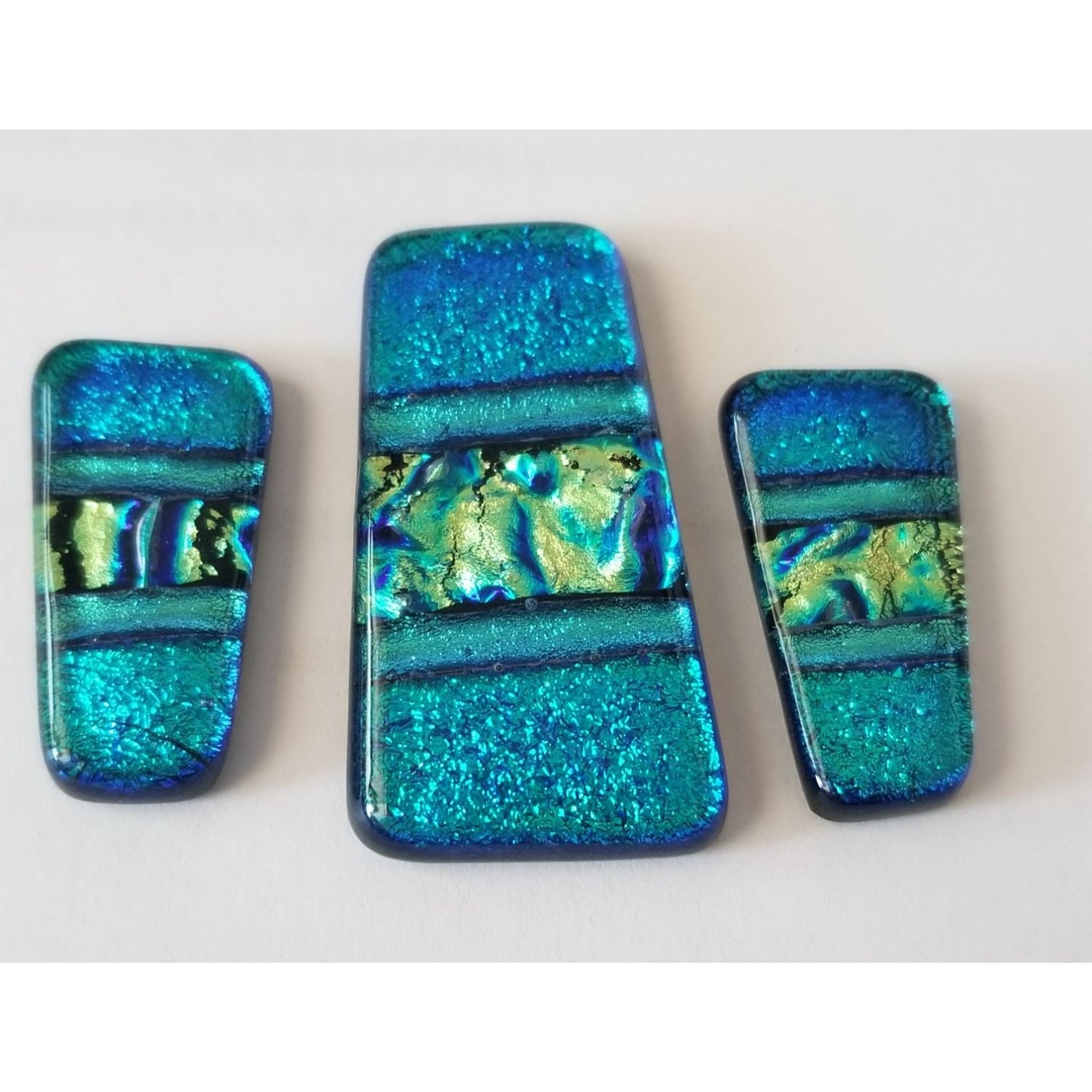 Gemstone Loose Set of 3  Dichroic glass  60 ct  12 gr 1" x 0.5"  1 1/2 x 0.75"  # 10