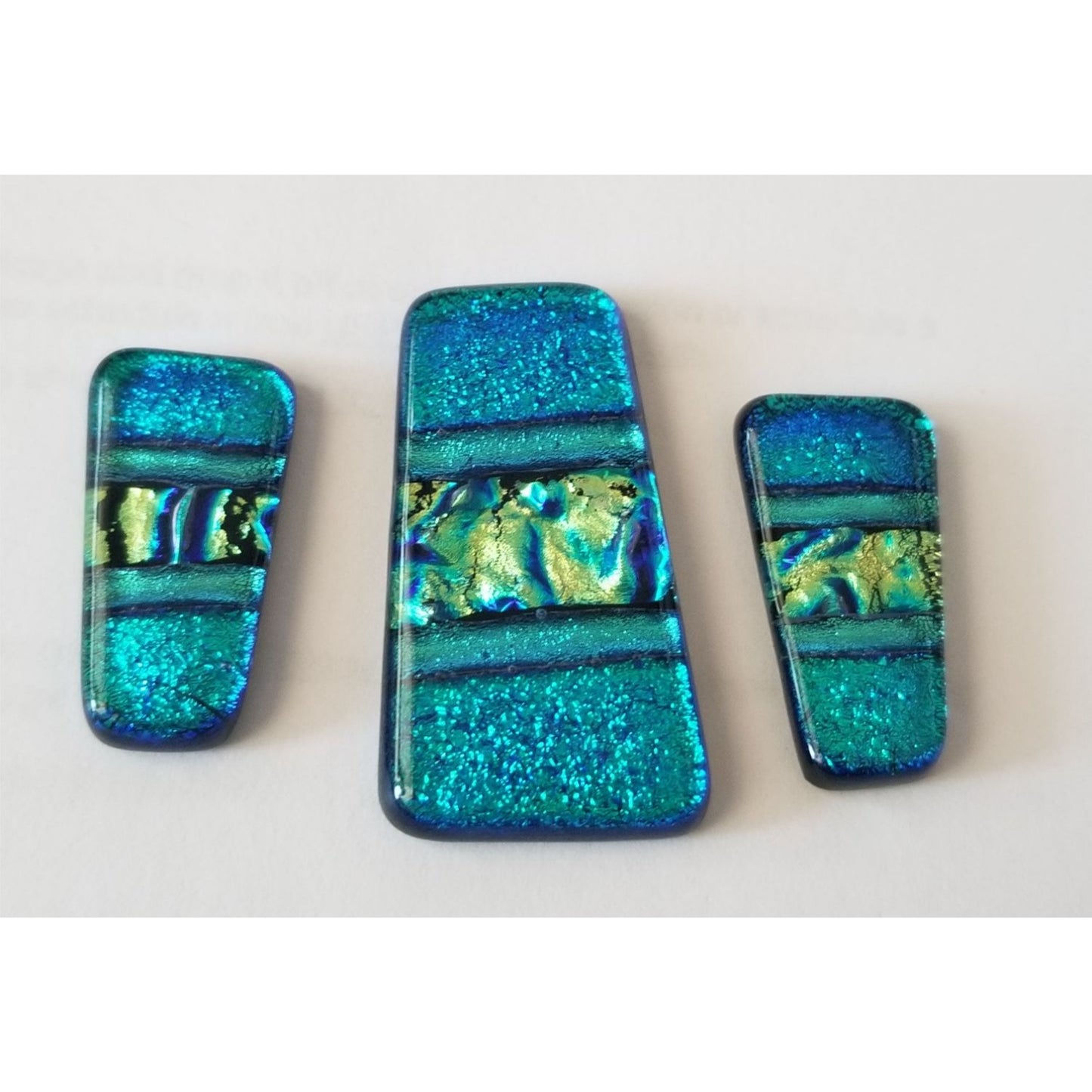 Gemstone Loose Set of 3  Dichroic glass  60 ct  12 gr 1" x 0.5"  1 1/2 x 0.75"  # 10