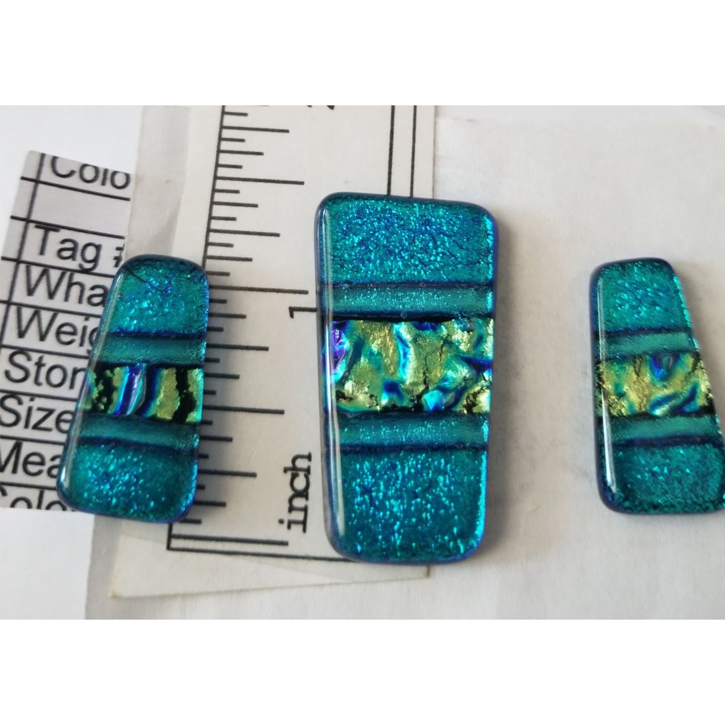 Gemstone Loose Set of 3  Dichroic glass  60 ct  12 gr 1" x 0.5"  1 1/2 x 0.75"  # 10