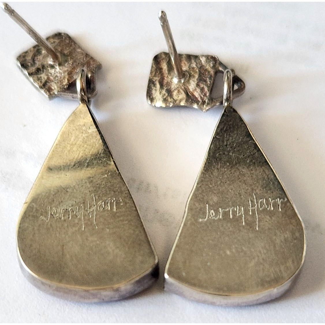 Earrings Palmwood Post Silver Drop 8.1 gr Jerry & Fran Harr Handmade