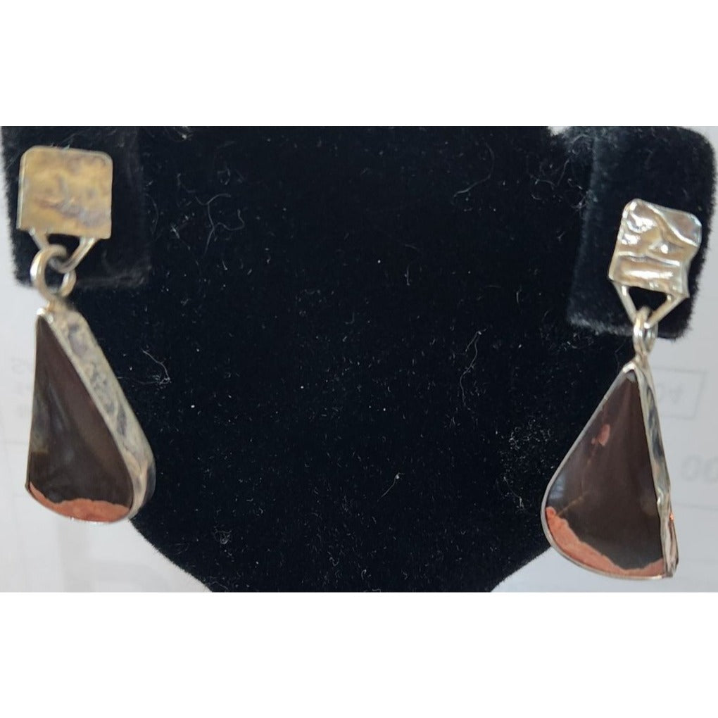 Earrings Palmwood Post Silver Drop 8.1 gr Jerry & Fran Harr Handmade
