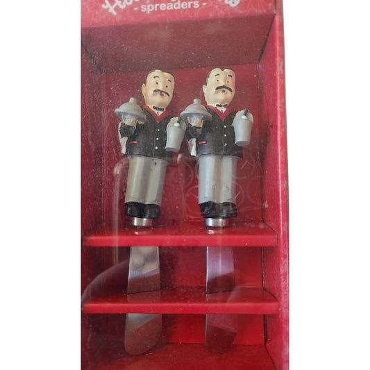 Cheese Knife Set of 2  Bistro Set 2 Silver Tray Wine Waiters 5" Tall Packaged