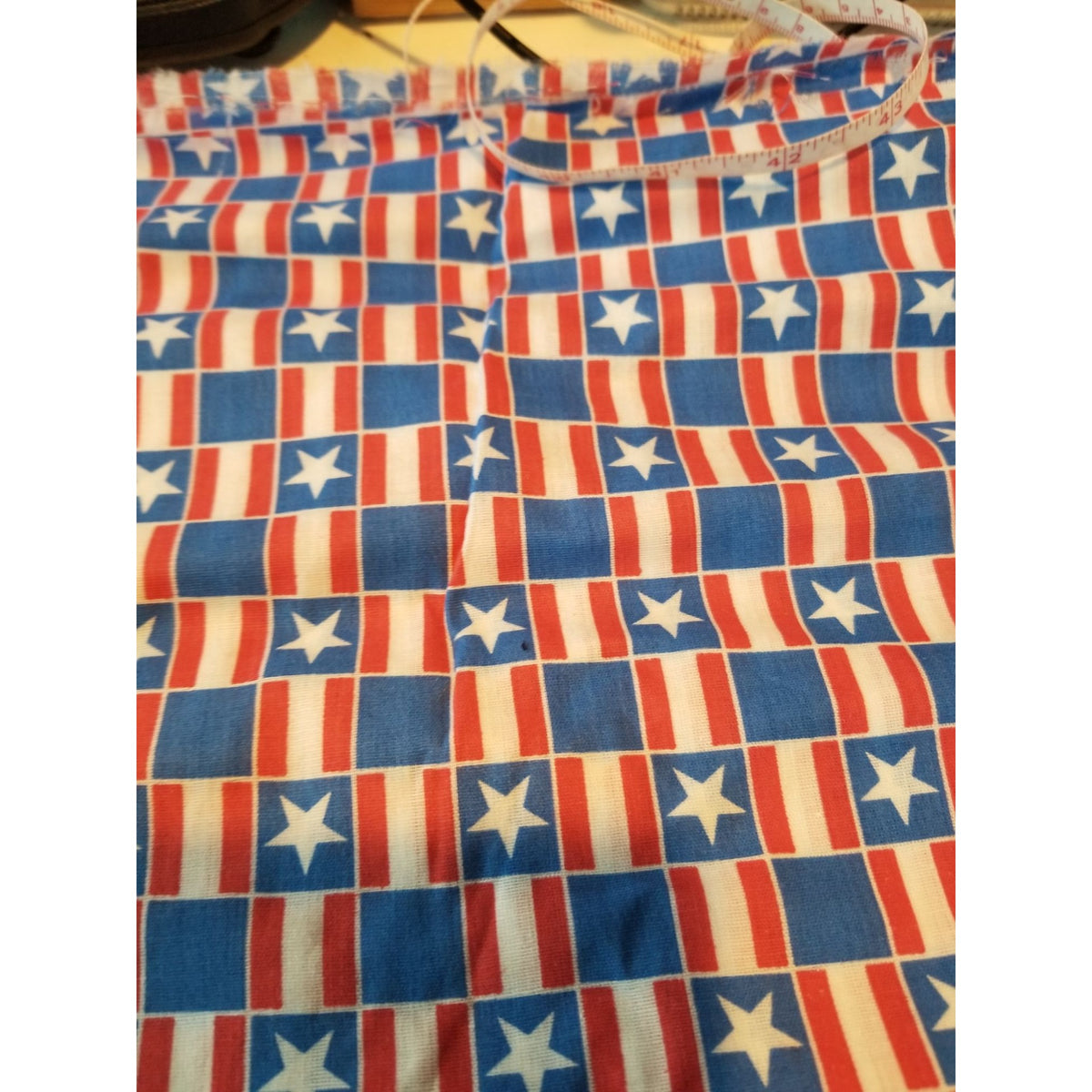 Material  Stars Stripes Red White Blue  44" x21"   Cotton Craft Clothing fabric