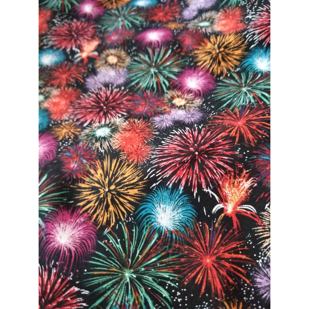 Material Black Fabric JoAnn Fireworks Red  Green Blue Silver  Orange  44" x 38"  Cotton  1 Yrd Craft Clothing  Joann