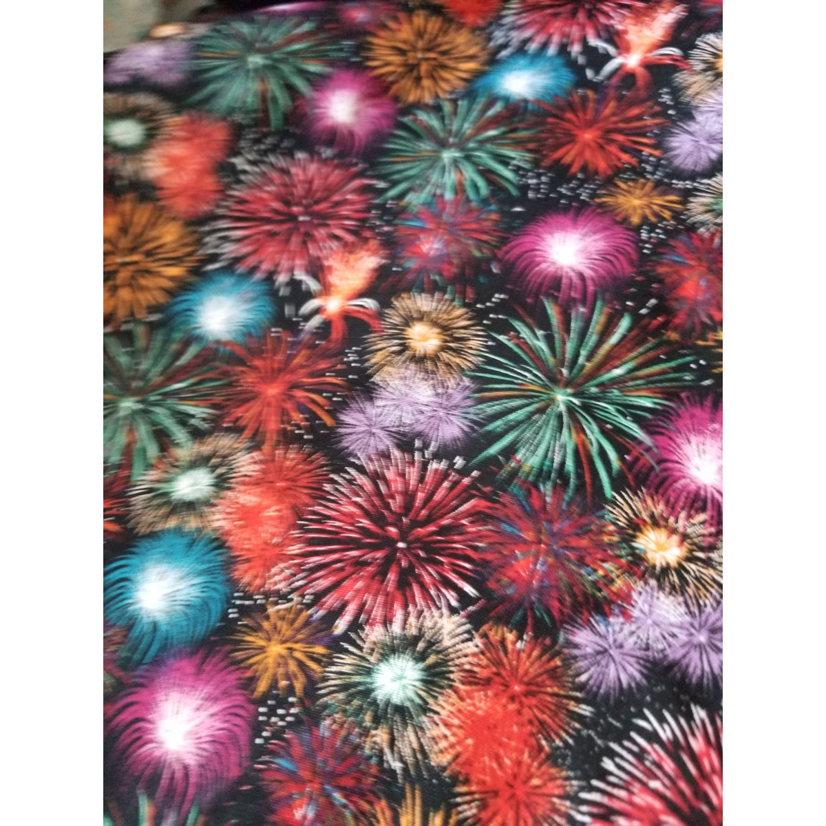Material Black Fabric JoAnn Fireworks Red  Green Blue Silver  Orange  44" x 38"  Cotton  1 Yrd Craft Clothing  Joann